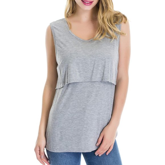 SMALLSHOW Sleeveless Maternity Nursing Tank Top Black Size MEDIUM (Small Show) - Picture 3 of 8